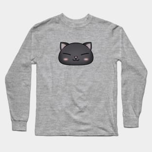 Cute Black Cat Face Long Sleeve T-Shirt